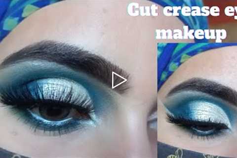 Acqua Blue Eye Makeup Tutorial |Cut Crease eyes|Step by Step for Beginners #blueeyemakeup#cutcrease
