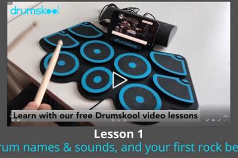 Drumskool Lesson 1 Drum names and sounds, and your first rock beat