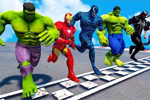 Team Hulk Vs Venom Army | Hulk with SUPERHEROES Running Challenge Competition Ep.467